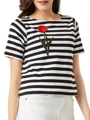 rose patch striped boxy top - 15419066 - Standard Image - 2