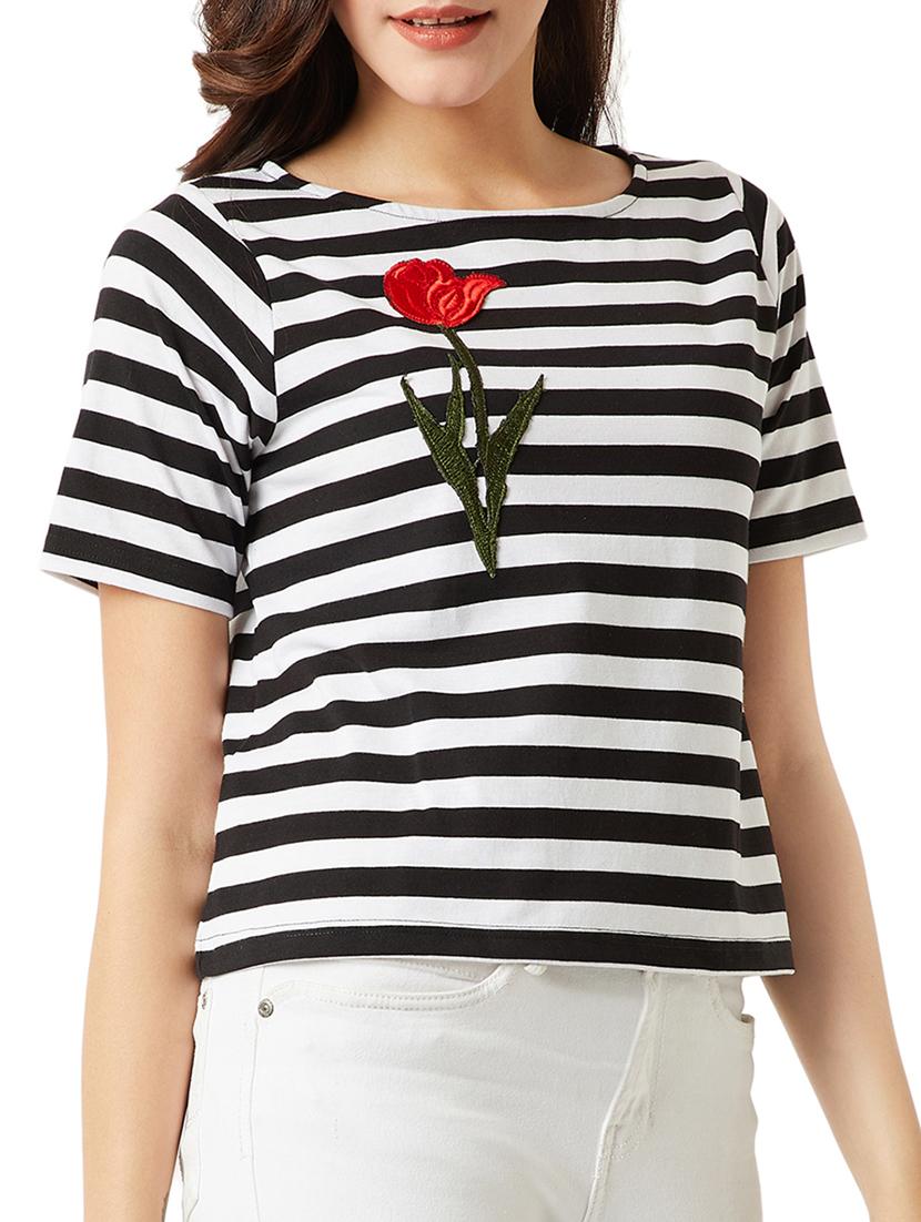 rose patch striped boxy top - 15419066 - Zoom Image - 2