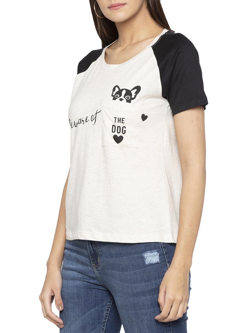 contrast raglan sleeved graphic tee - 15419163 - Zoom Image - 2