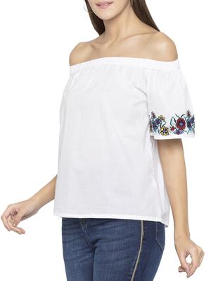off shoulder embroidered top - 15419197 - Standard Image - 2