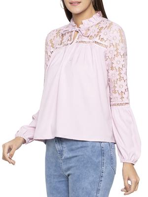 floral lace tie-up neck top - 15419198 - Standard Image - 2