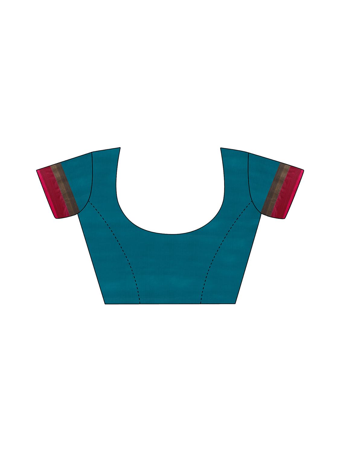 Contrast bordered handloom saree with blouse - 15419231 - Zoom Image - 2