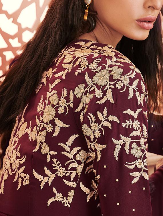Embroidered semi-stitched suit - 15419327 - Zoom Image - 2