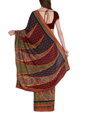 Temple printed saree with blouse - 15419475 - Standard Image - 2