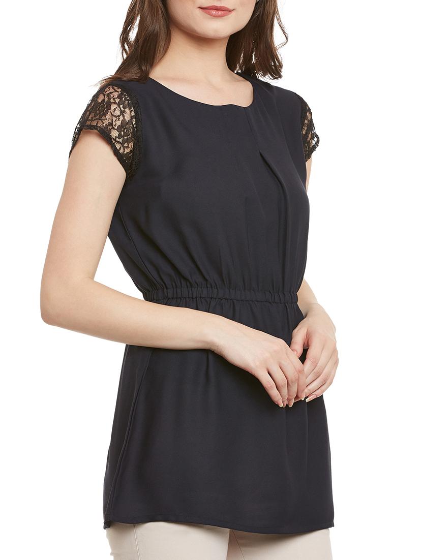 lace sleeved blouson tunic - 15419505 - Zoom Image - 2