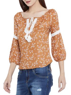 lace trim detail floral top - 15419510 - Standard Image - 2