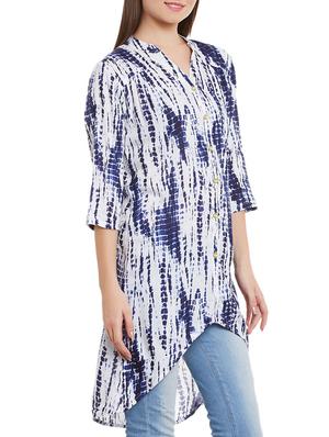 Tie and dye button down hi-lo tunic - 15419514 - Standard Image - 2
