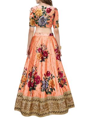 floral printed embellished lehanga - 15419880 - Standard Image - 2