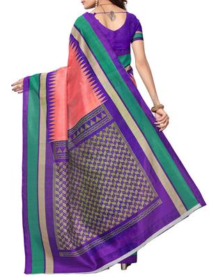Temple bordered bhagalpuri saree with blouse - 15419896 - Standard Image - 2