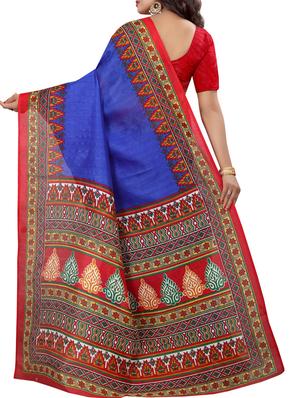 Contrast bordered bhagalpuri saree with blouse - 15419902 - Standard Image - 2