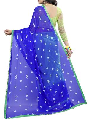 Dual tone bandhani saree with blouse - 15419946 - Standard Image - 2