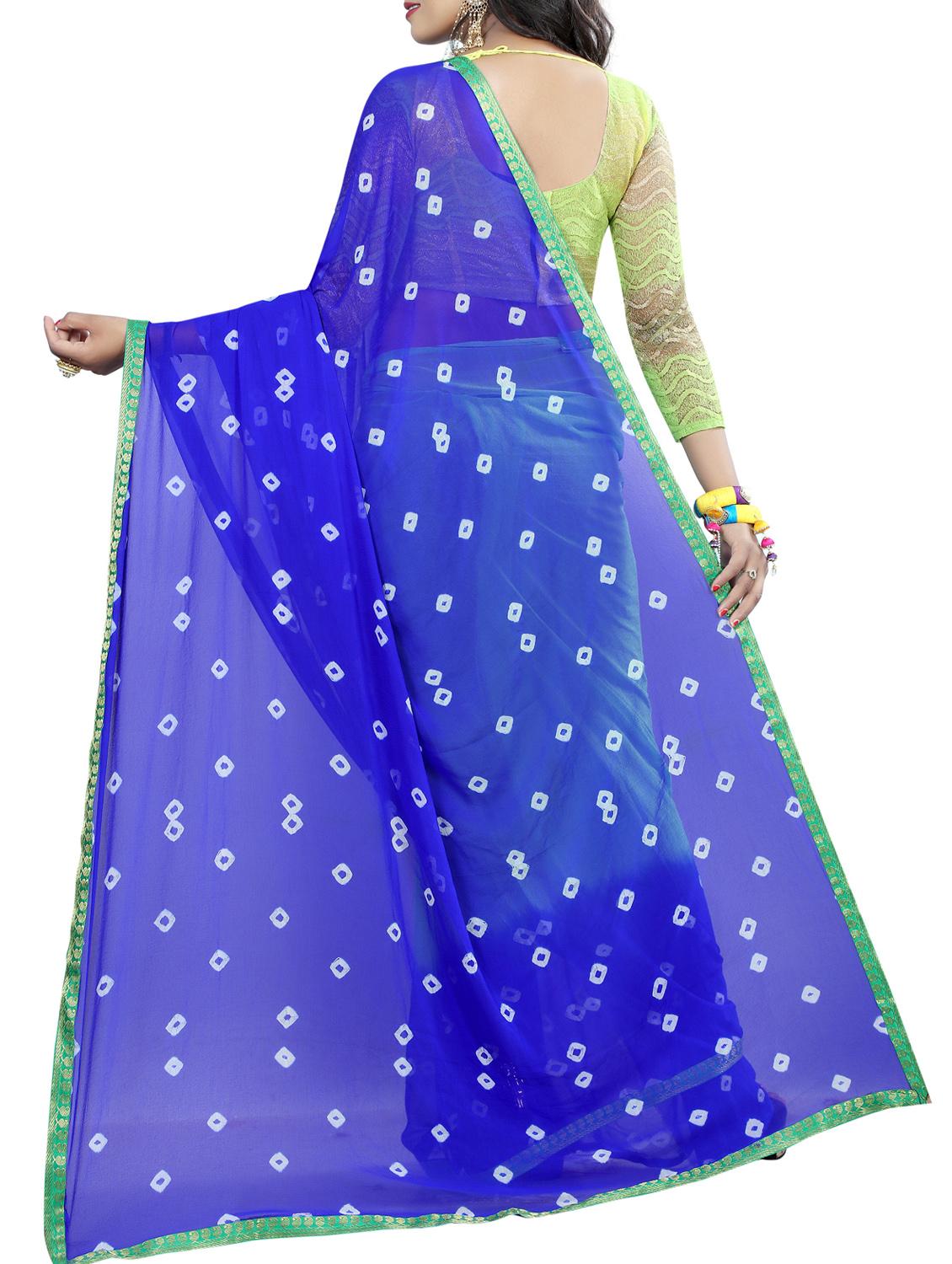 Dual tone bandhani saree with blouse - 15419946 - Zoom Image - 2