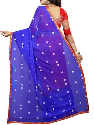 Dual tone bandhani saree with blouse - 15419947 - Standard Image - 2