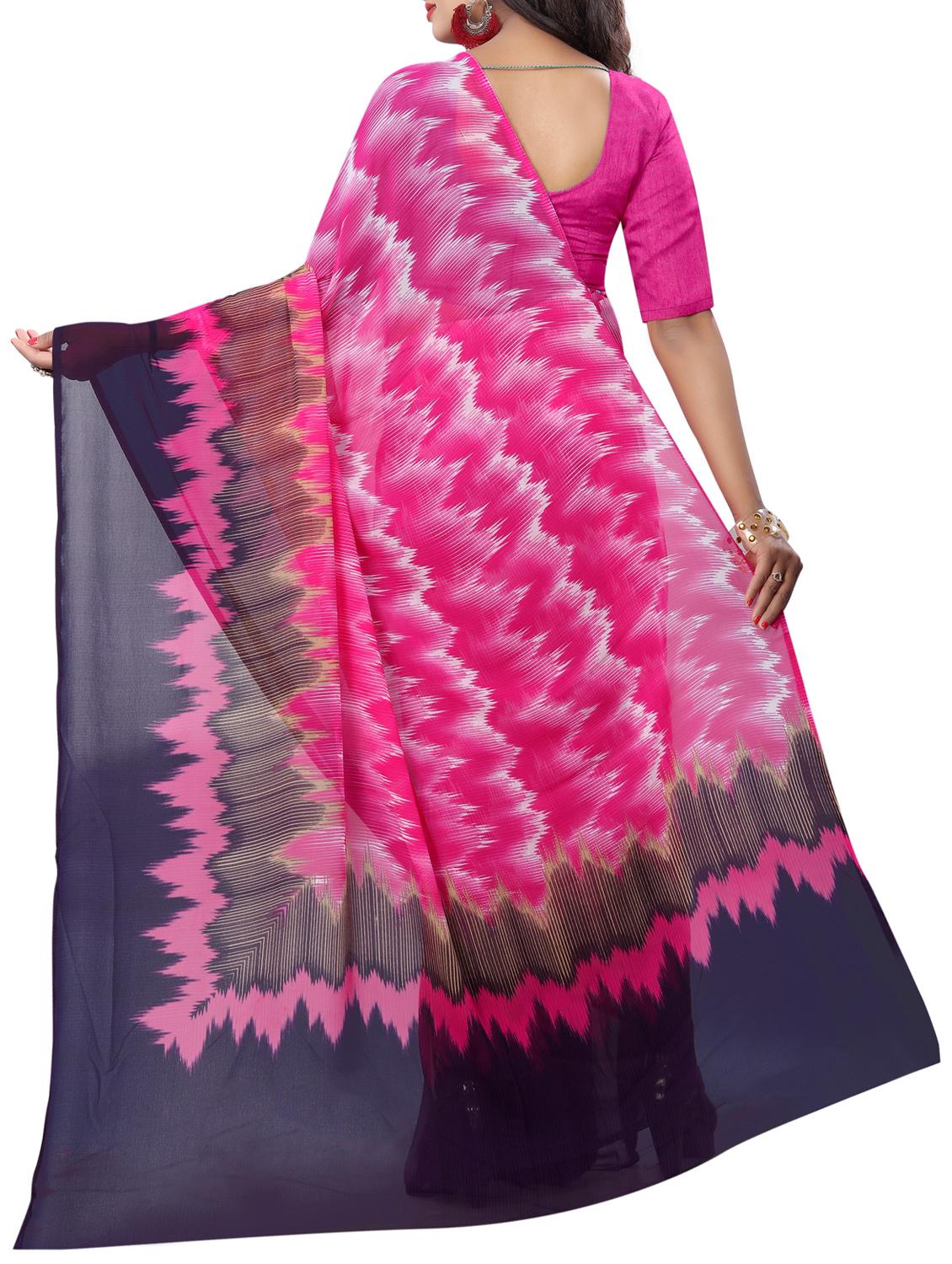 Geometrical printed saree with blouse - 15419967 - Zoom Image - 2
