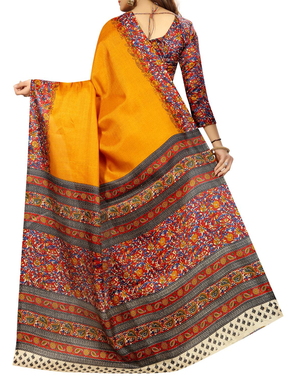 Printed bordered saree with blouse - 15420163 - Zoom Image - 2