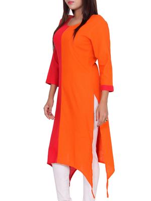 Asymmetric color block kurta - 15420180 - Standard Image - 2
