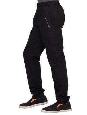 black cotton full length track pant - 15420196 - Standard Image - 2