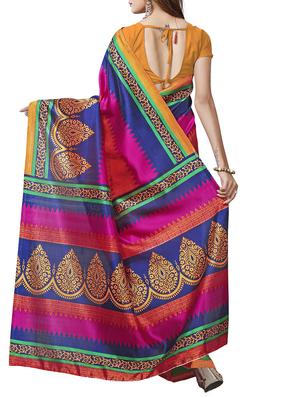 chevron printed bhagalpuri saree with blouse - 15420329 - Standard Image - 2