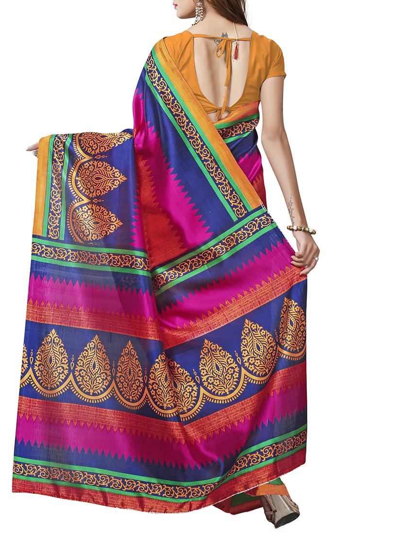 chevron printed bhagalpuri saree with blouse - 15420329 - Zoom Image - 2