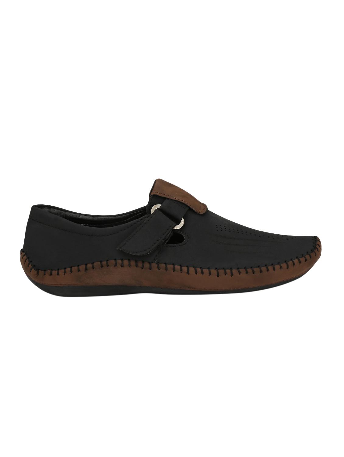 black leatherette slip on sandals - 15420355 - Zoom Image - 2