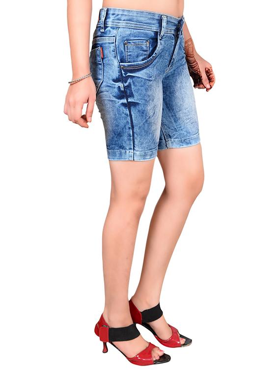 mid waist denim shorts - 15420923 - Zoom Image - 2