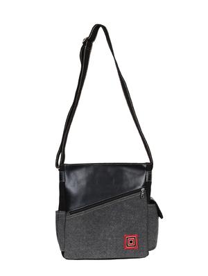grey canvas regular sling bag - 15421010 - Standard Image - 5