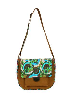 brown canvas regular sling bag - 15421031 - Standard Image - 5