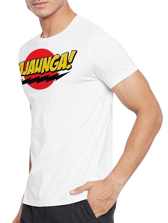 white polyester chest print t-shirt - 15421216 - Zoom Image - 2