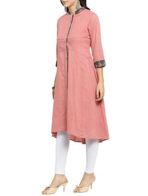 pink high-low kurta - 15421768 - Standard Image - 2