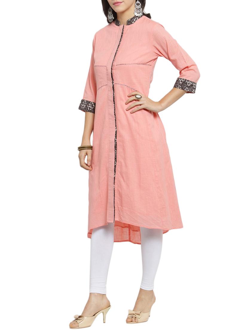 pink high-low kurta - 15421769 - Zoom Image - 2