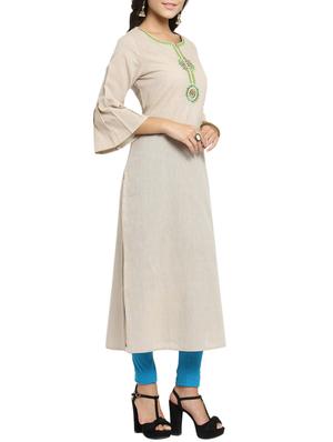 straight embroidered kurta - 15421772 - Standard Image - 2