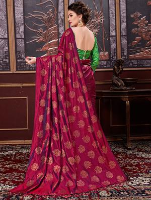 gold foil conversational printed saree with blouse - 15425952 - Standard Image - 2