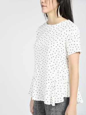 polka dotted asymmetric flared top - 15426414 - Standard Image - 2