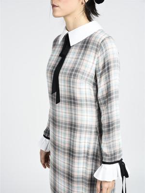 tie-up detail checkered dress - 15426415 - Standard Image - 2
