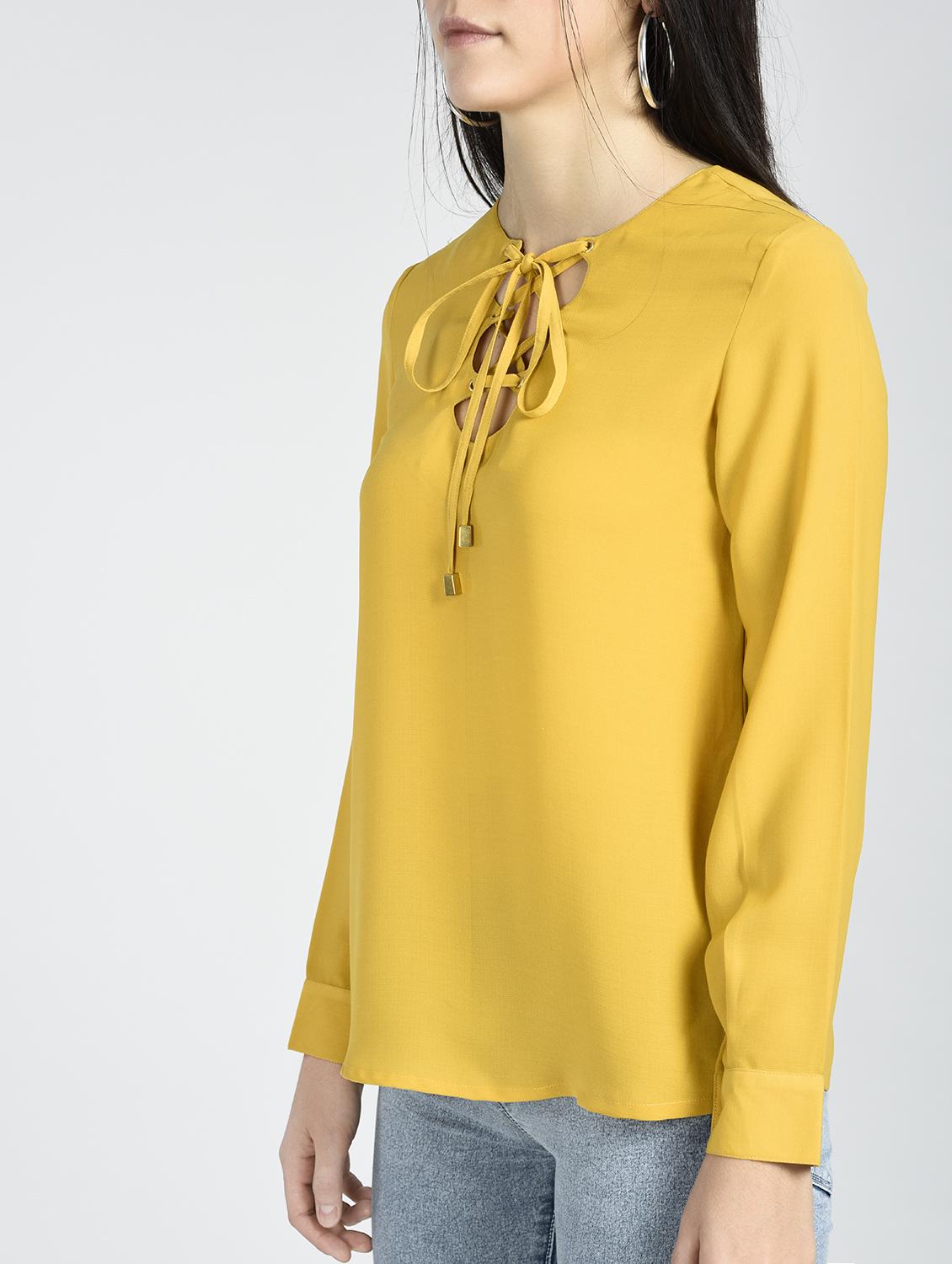 eyelet lace-up long sleeved top - 15426419 - Zoom Image - 2