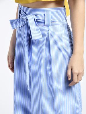 scallop hem front bow striped culottes - 15426421 - Standard Image - 2
