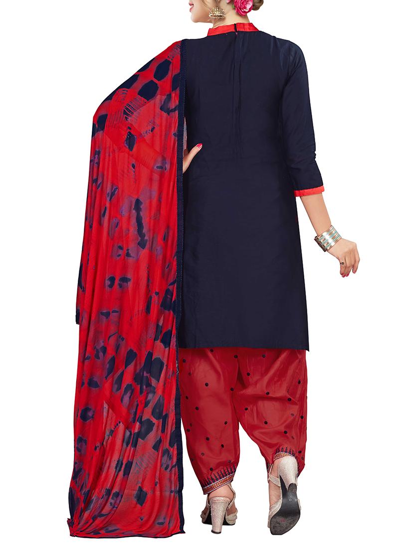 Embroidered semi-stitched salwar suit - 15426726 - Zoom Image - 2