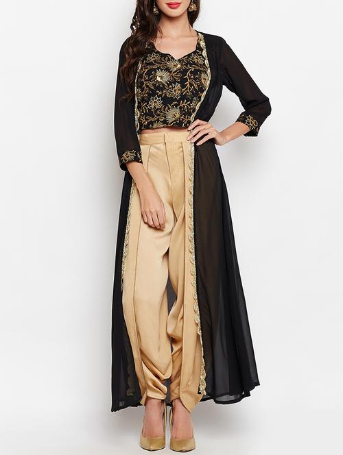 Zari work crop top with shrug - 15427057 - Very Small Image - 1