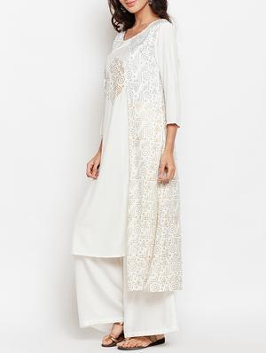 Layered block print kurta - 15427080 - Standard Image - 2