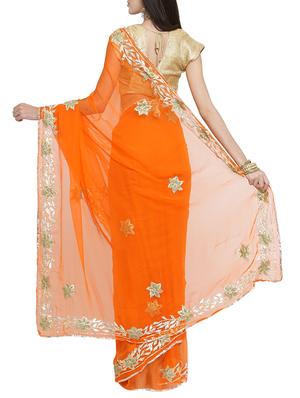 gota patti embellished saree with blouse - 15427175 - Standard Image - 2