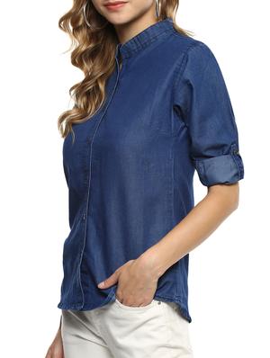 roll up sleeve denim shirt - 15427896 - Standard Image - 2