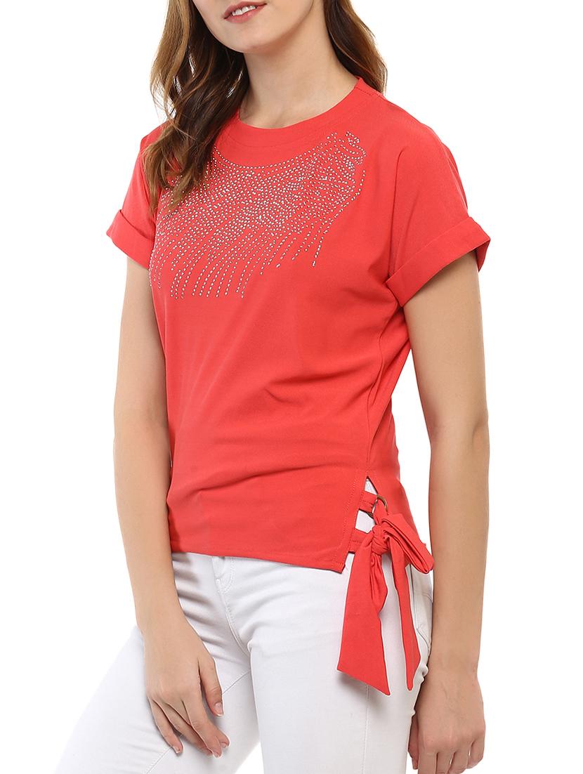 side tie up embellished top - 15427935 - Zoom Image - 2