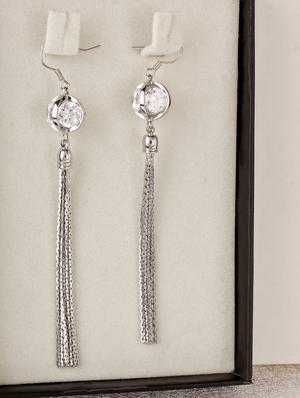 silver metal drop earring - 15429213 - Standard Image - 2