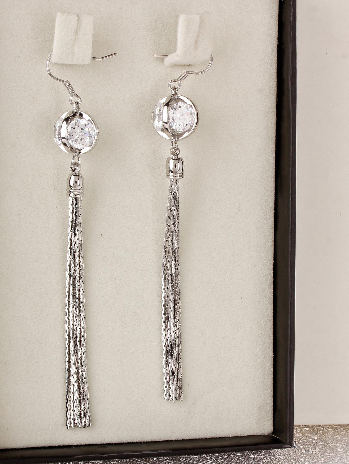 silver metal drop earring - 15429213 - Zoom Image - 2