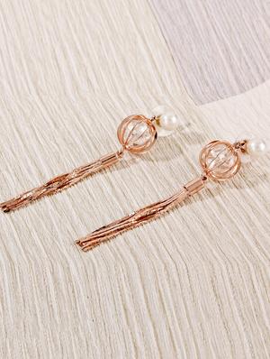 gold metal drop earrings - 15429233 - Standard Image - 2