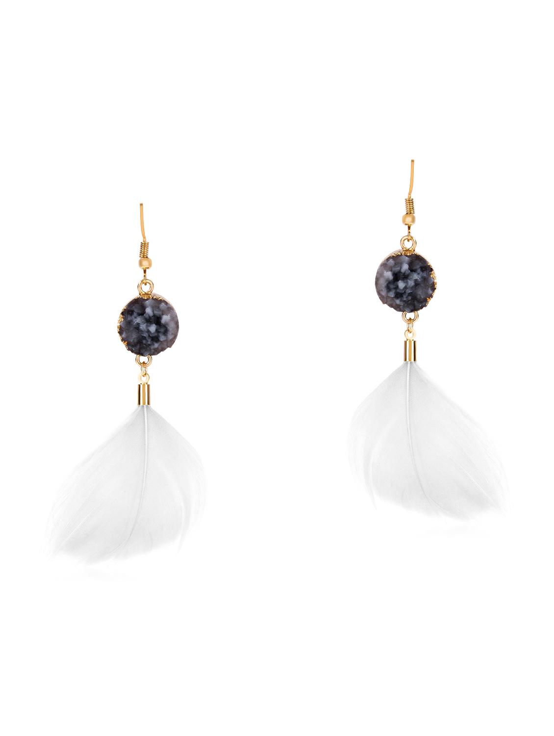 white metal drop earrings - 15429237 - Zoom Image - 2