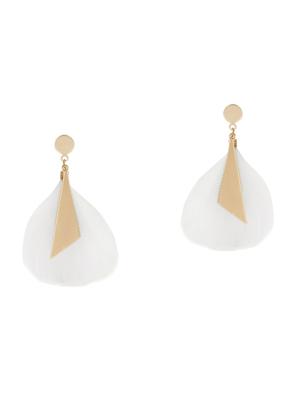 white feather drop earrings - 15429242 - Standard Image - 2