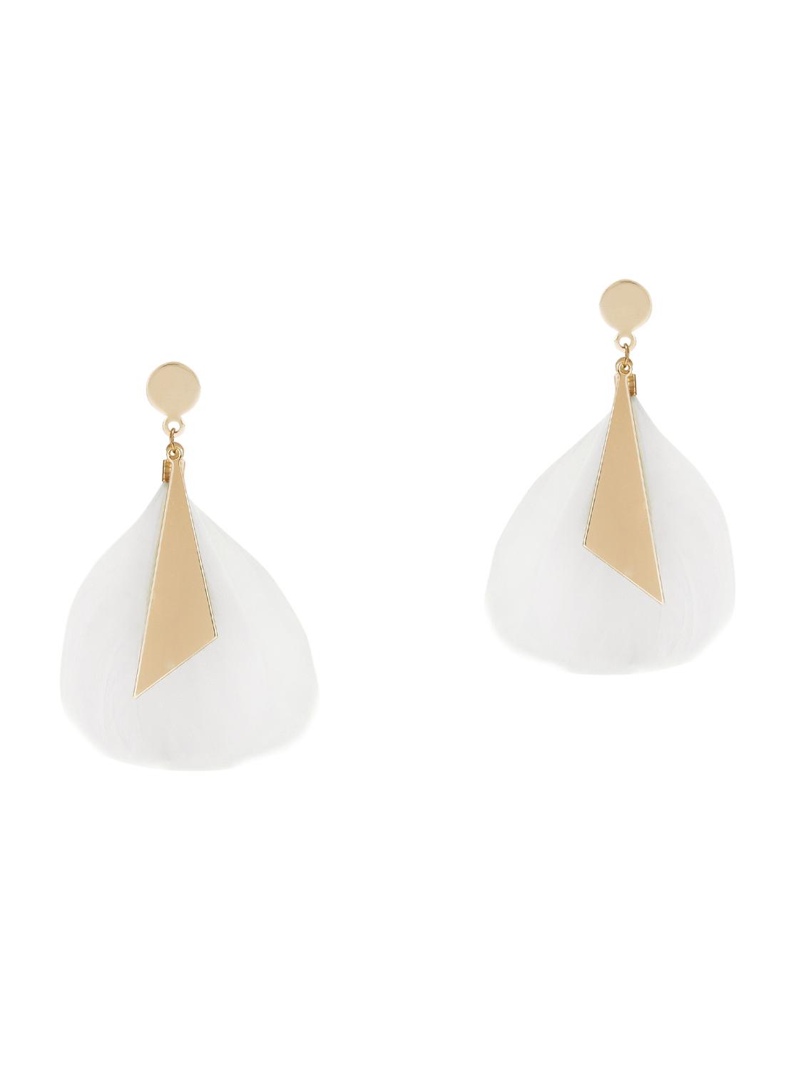 white feather drop earrings - 15429242 - Zoom Image - 2