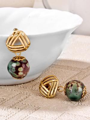 multi colored metal drop earrings - 15429253 - Standard Image - 2