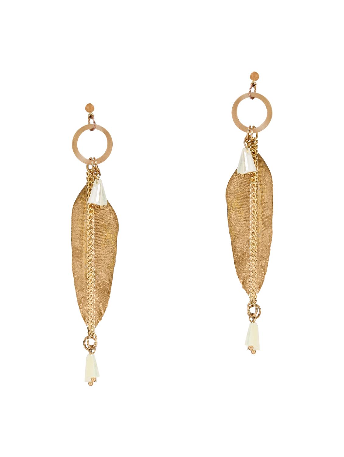 gold metal drop earrings - 15429260 - Zoom Image - 2